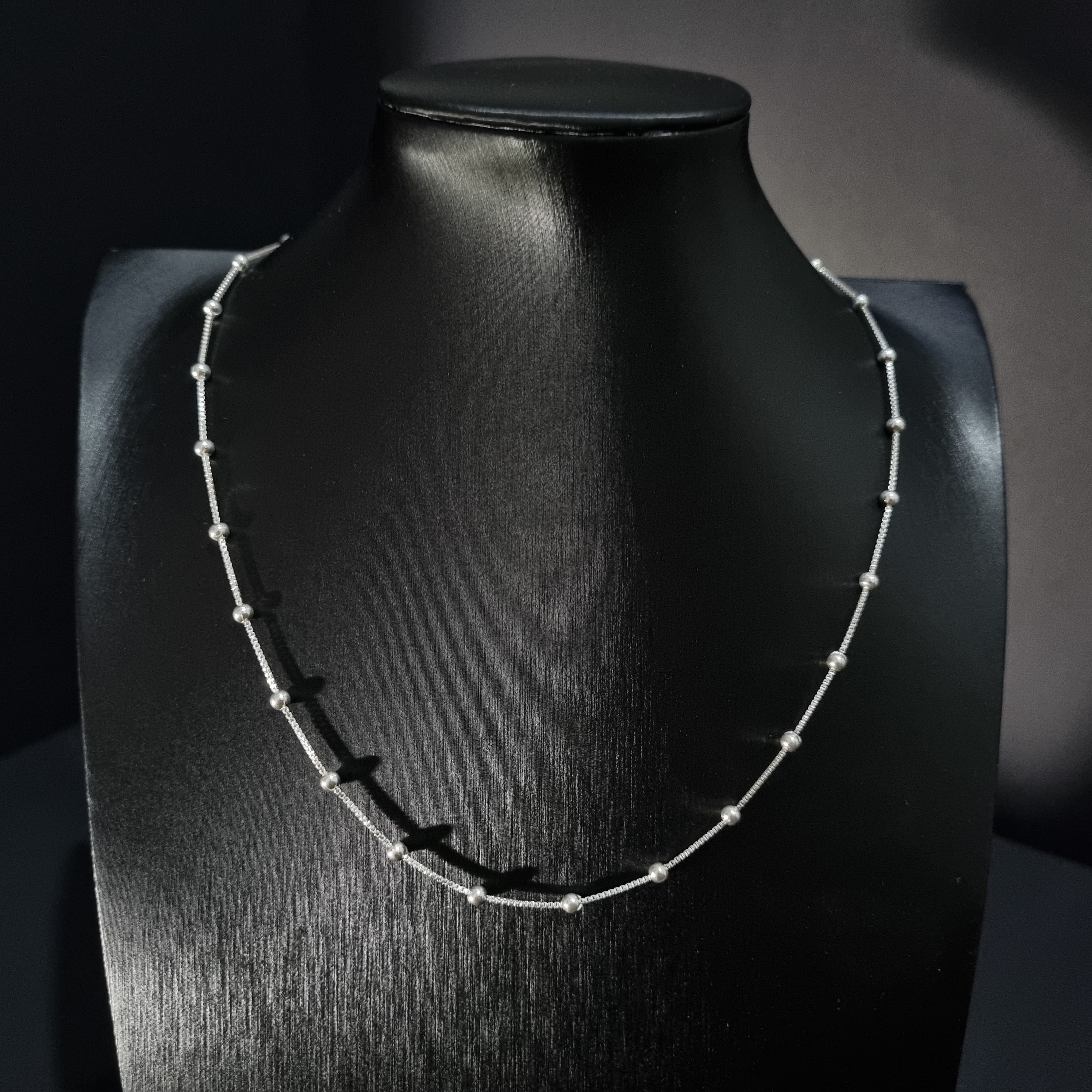 Cadena Veneciana con Perlas de Plata • 45 cm largo • 1 mm ancho