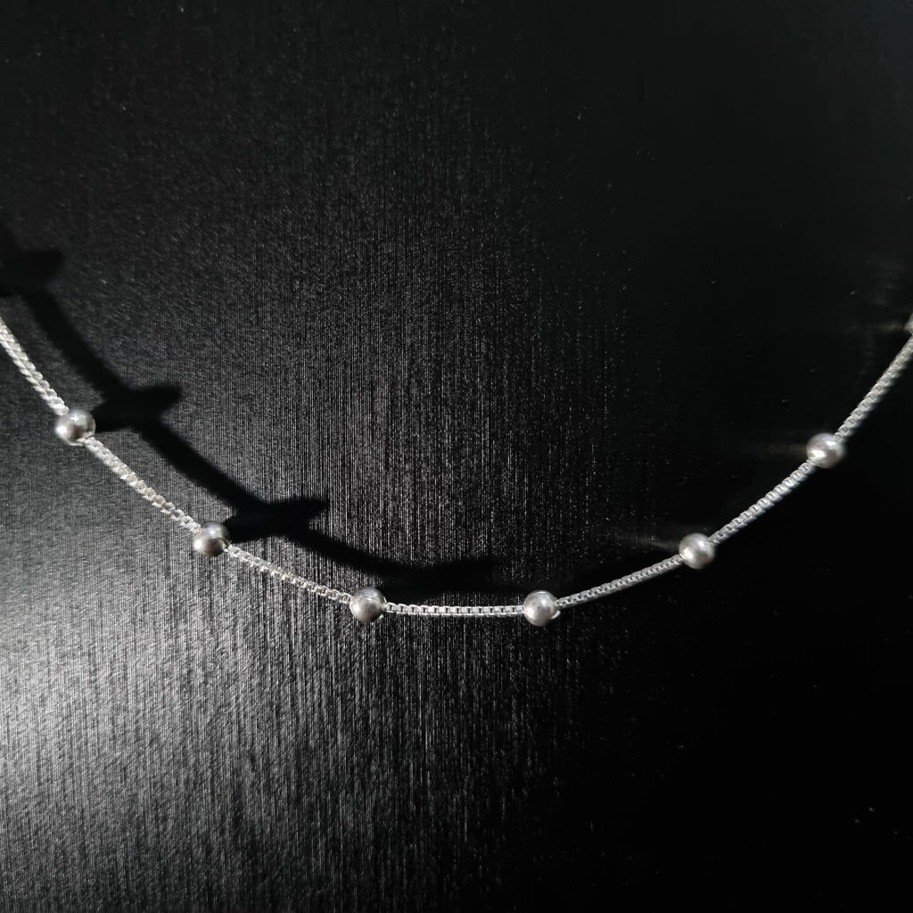Cadena Veneciana con Perlas de Plata • 45 cm largo • 1 mm ancho