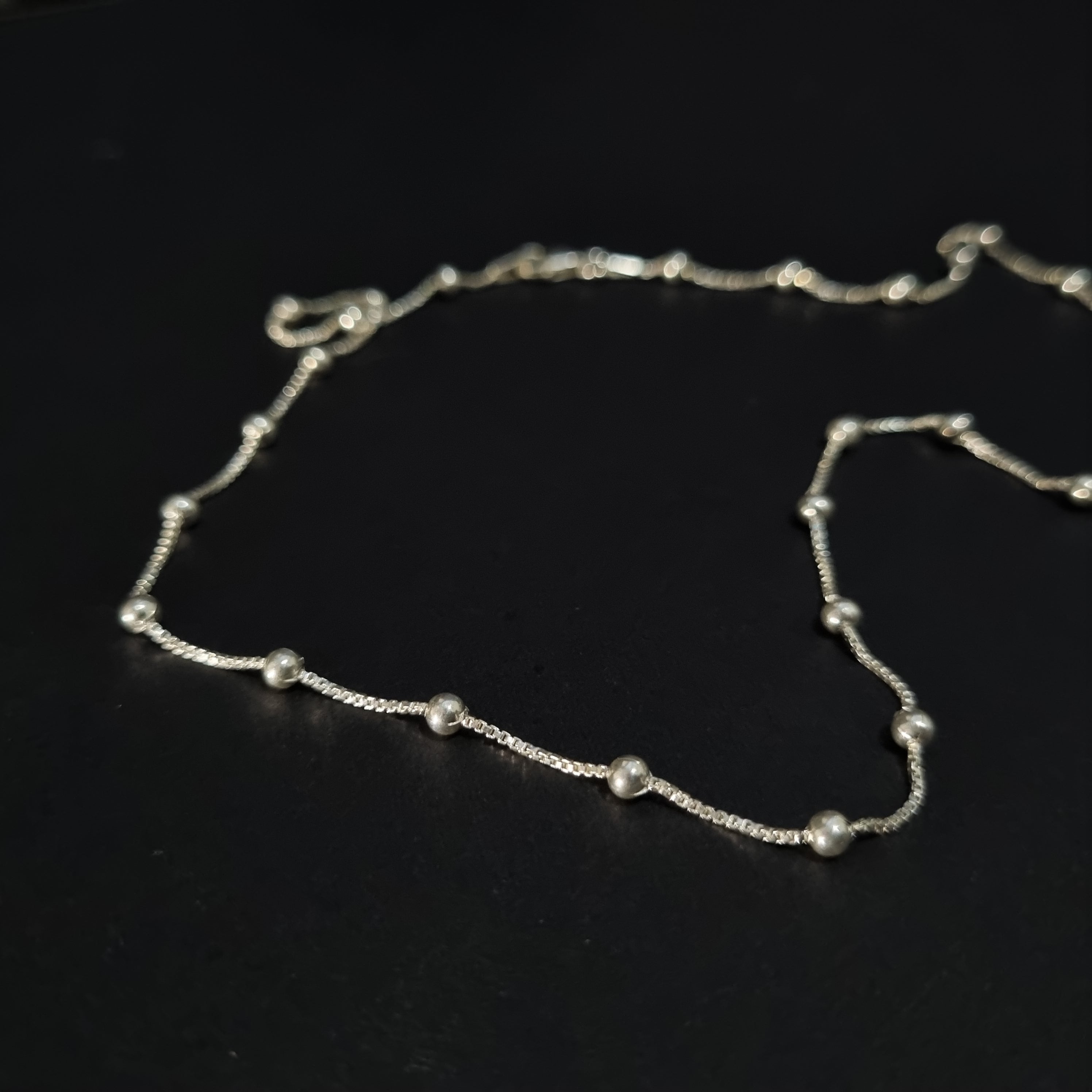 Cadena Veneciana con Perlas de Plata • 45 cm largo • 1 mm ancho