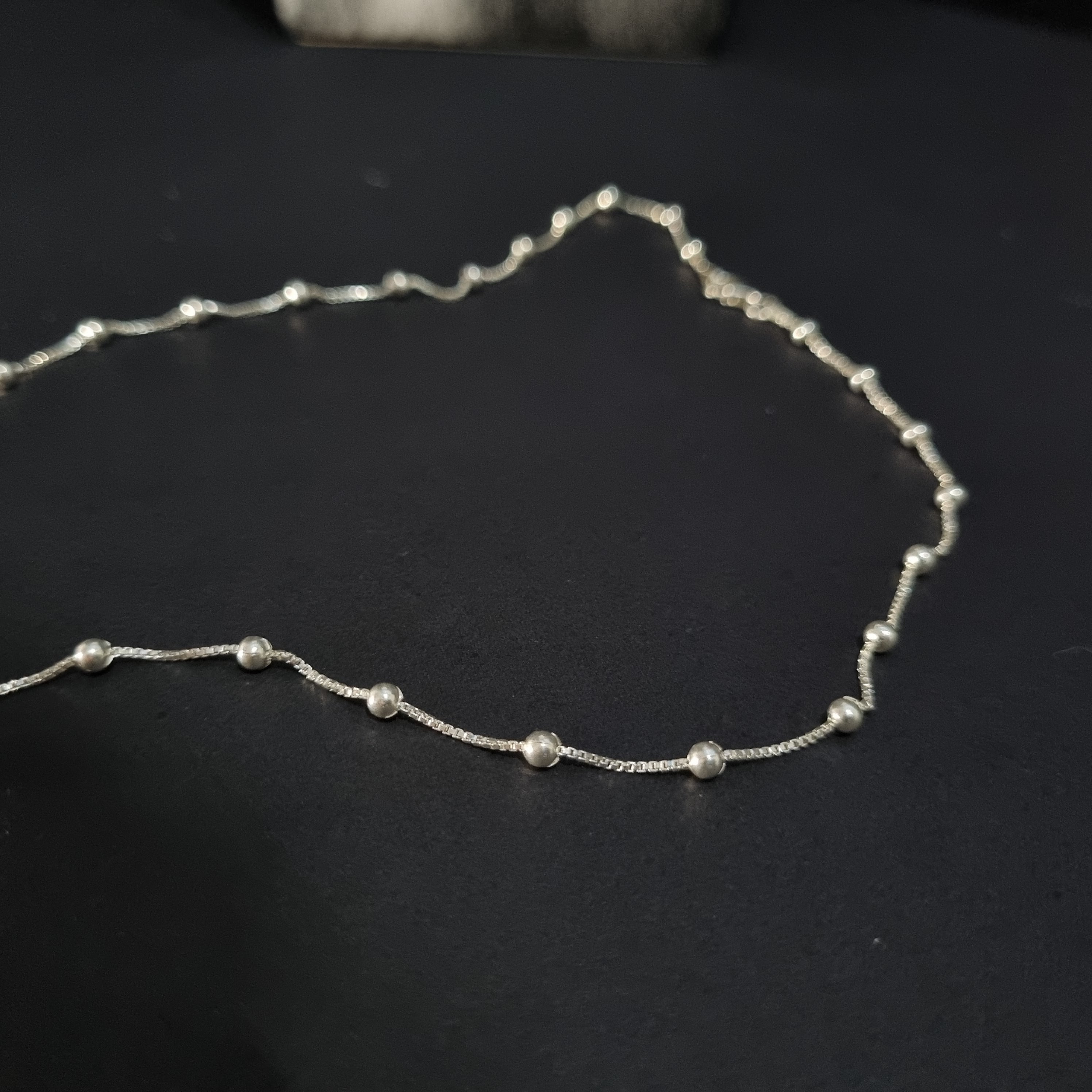 Cadena Veneciana con Perlas de Plata • 45 cm largo • 1 mm ancho