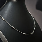 Cadena Veneciana con Triple Perla de Plata • 45 cm largo • 1 mm ancho