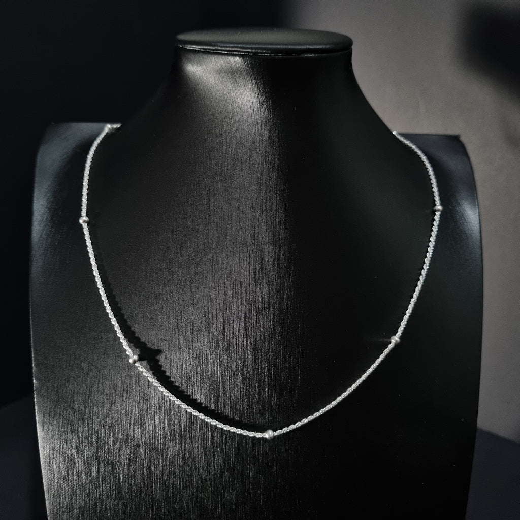 Cadena Tourbillon con Perlas de Plata • 50 cm largo • 1,5 mm ancho