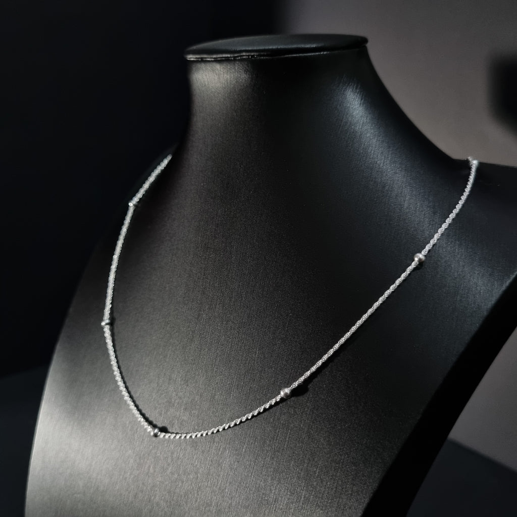 Cadena Tourbillon con Perlas de Plata • 50 cm largo • 1,5 mm ancho