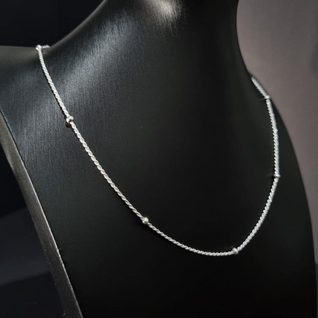 Cadena Tourbillon con Perlas de Plata • 50 cm largo • 1,5 mm ancho