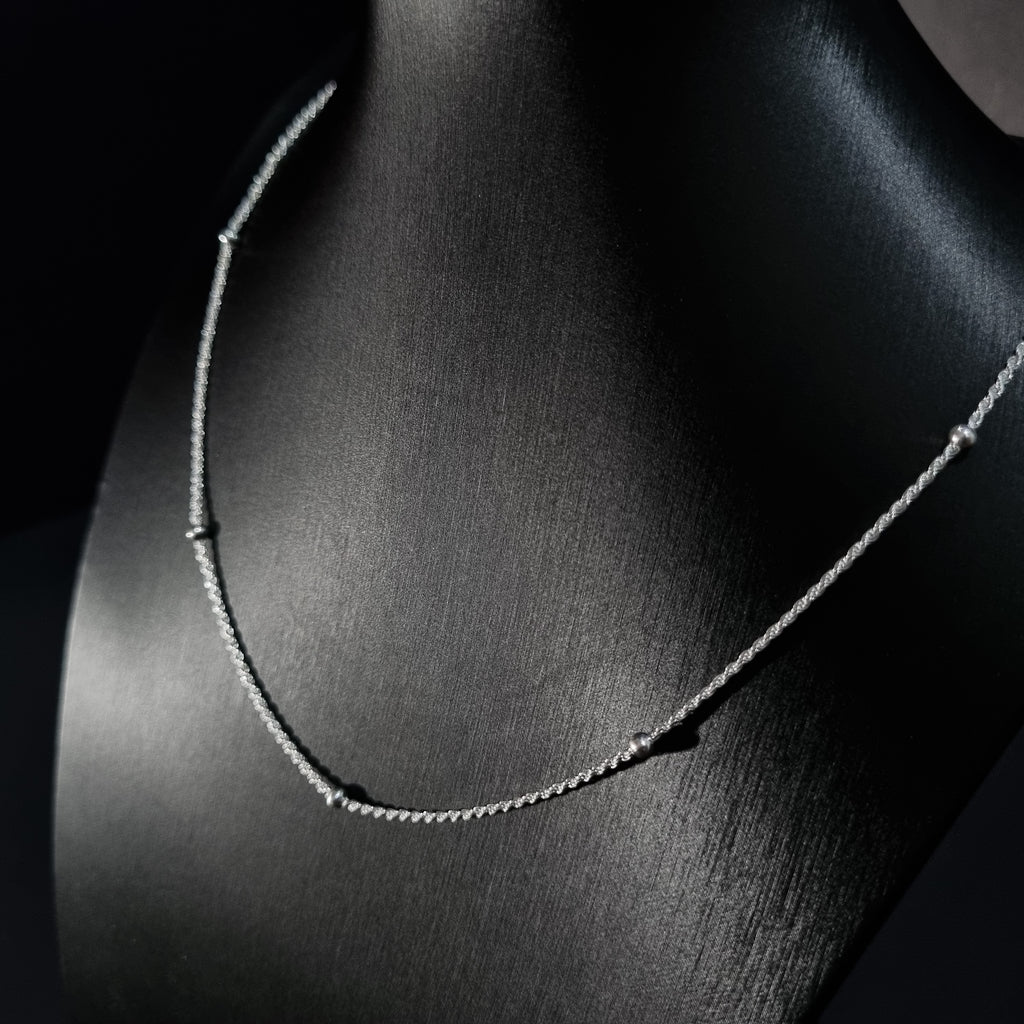 Cadena Tourbillon con Perlas de Plata • 50 cm largo • 1,5 mm ancho