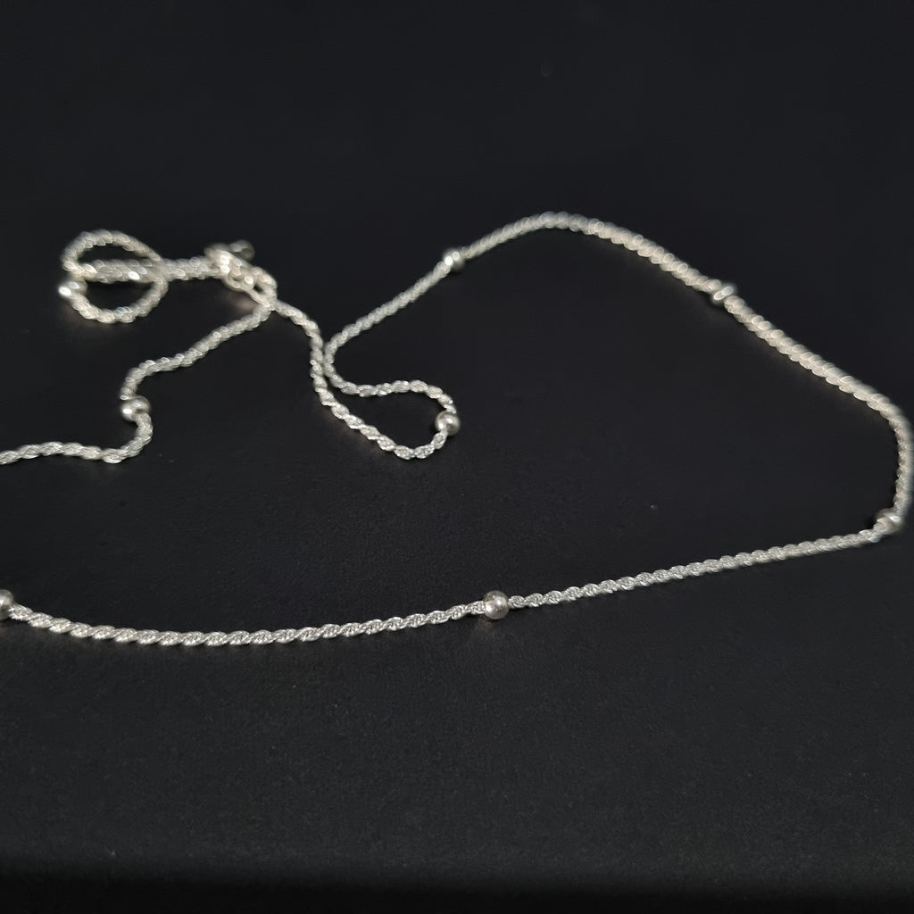 Cadena Tourbillon con Perlas de Plata • 50 cm largo • 1,5 mm ancho