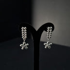 Pendientes Estrellas con Perlas de Plata • 3 cm largo • 11 mm ancho