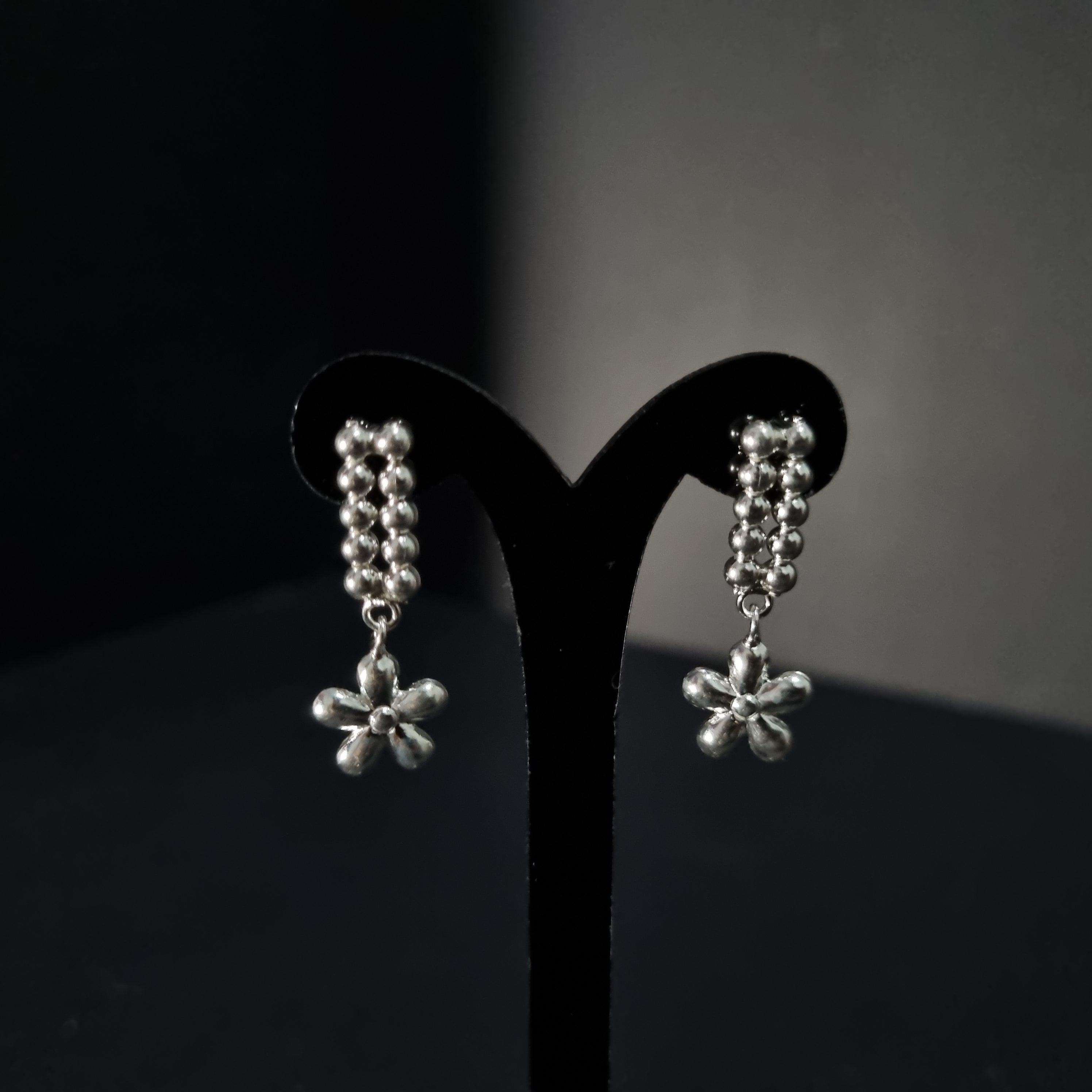 Pendientes Estrellas con Perlas de Plata • 3 cm largo • 11 mm ancho