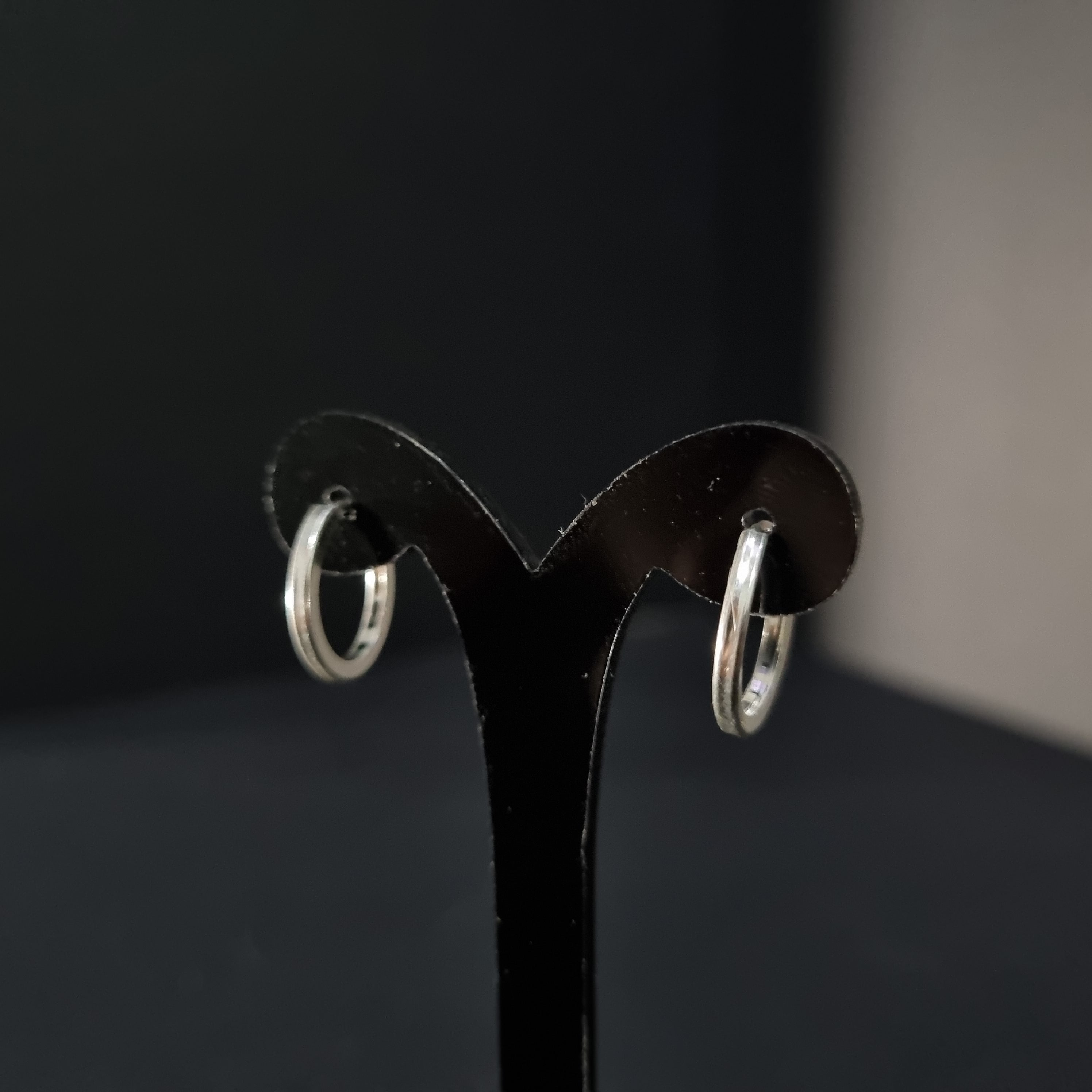 Aros Argollas pequeñas de Plata • 1,4 cm diametro • 2 mm ancho