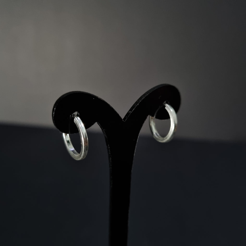 Aros Argollas pequeñas de Plata • 1,4 cm diametro • 2 mm ancho