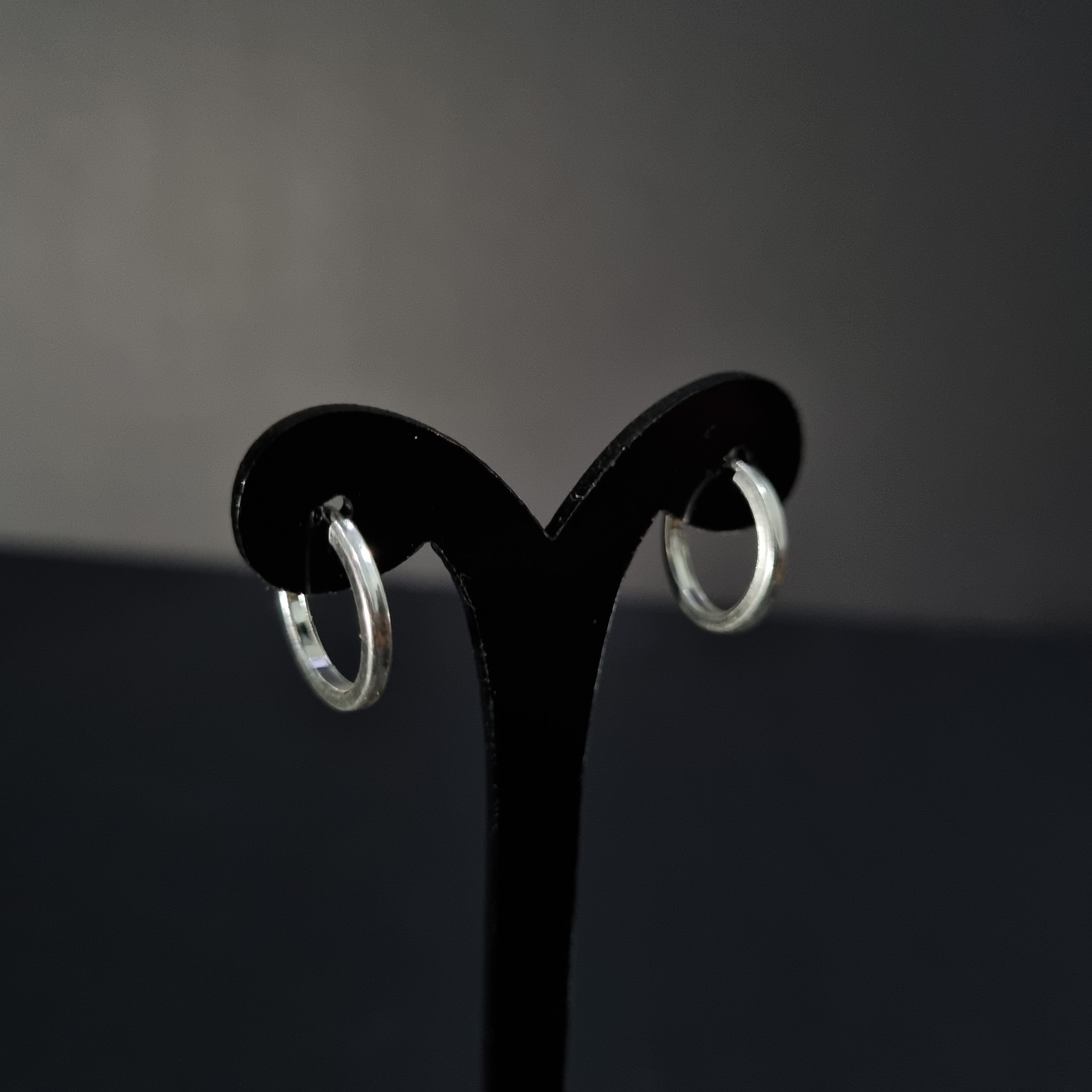 Aros Argollas pequeñas de Plata • 1,4 cm diametro • 2 mm ancho