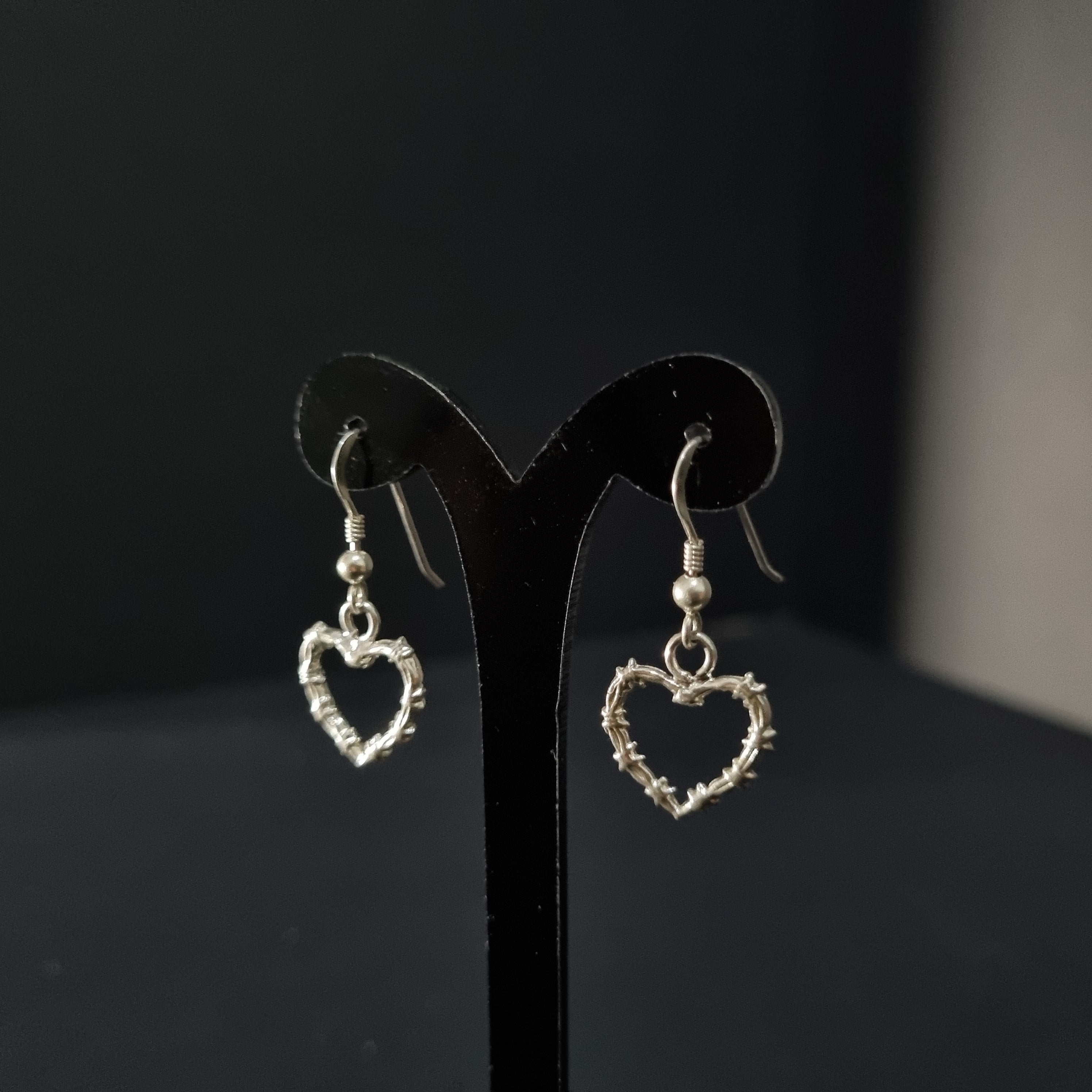 Pendientes Corazon de Plata • 3,2 cm largo • 15 mm ancho