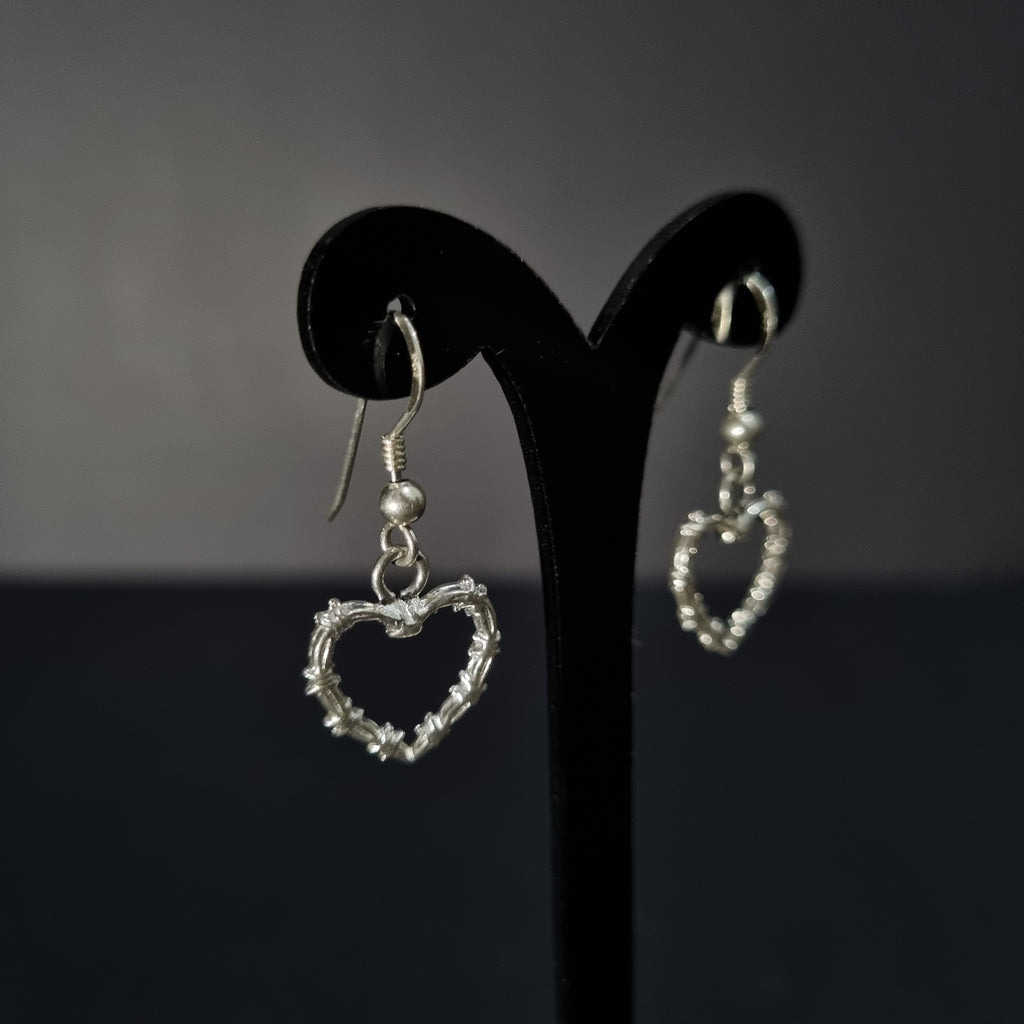 Pendientes Corazon de Plata • 3,2 cm largo • 15 mm ancho