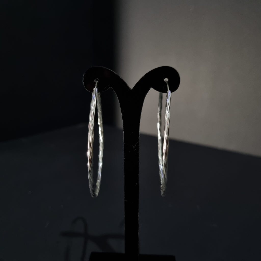 Aros Argolla Trenzada de Plata • 5,5 cm diametro • 2 mm ancho