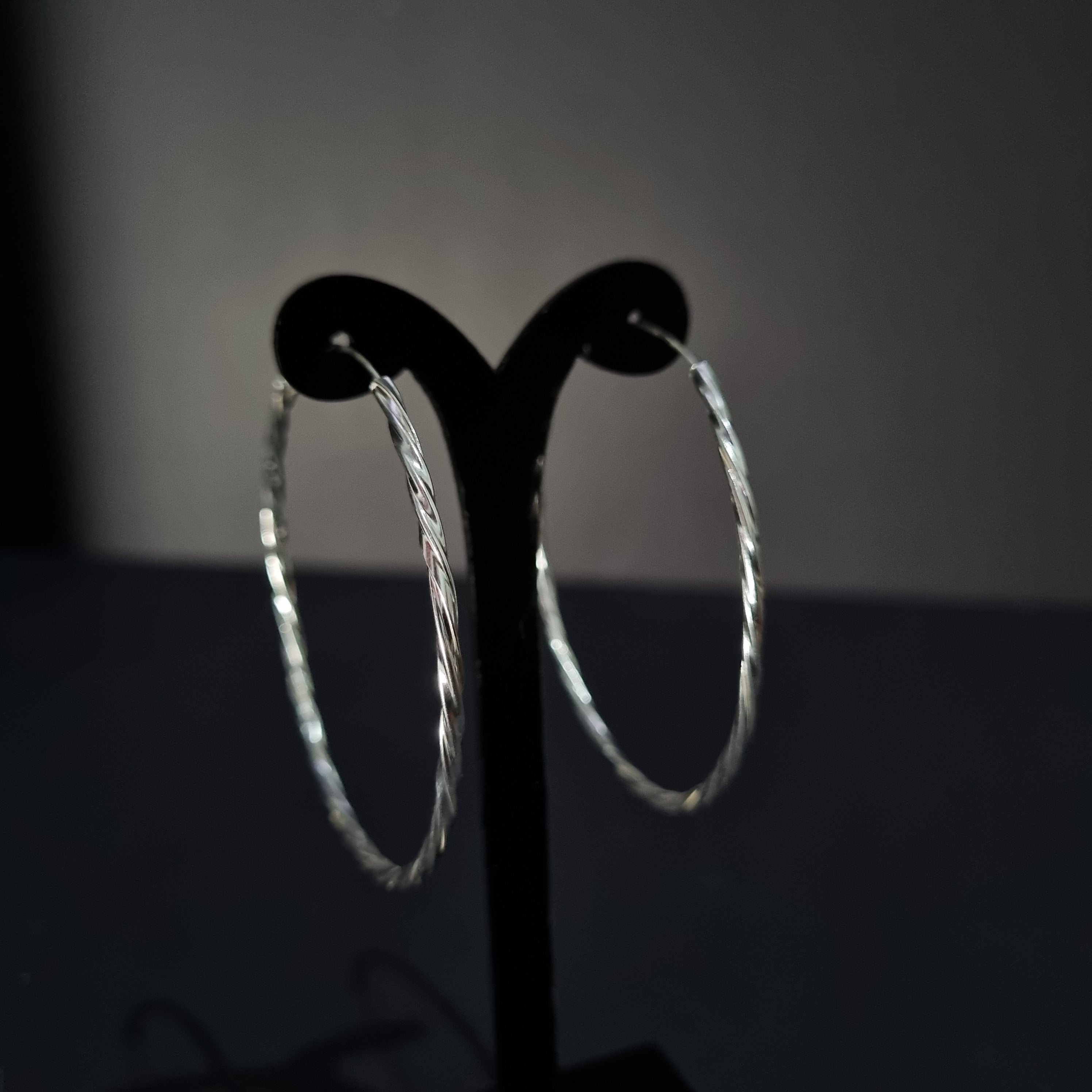 Aros Argolla Trenzada de Plata • 5,5 cm diametro • 2 mm ancho