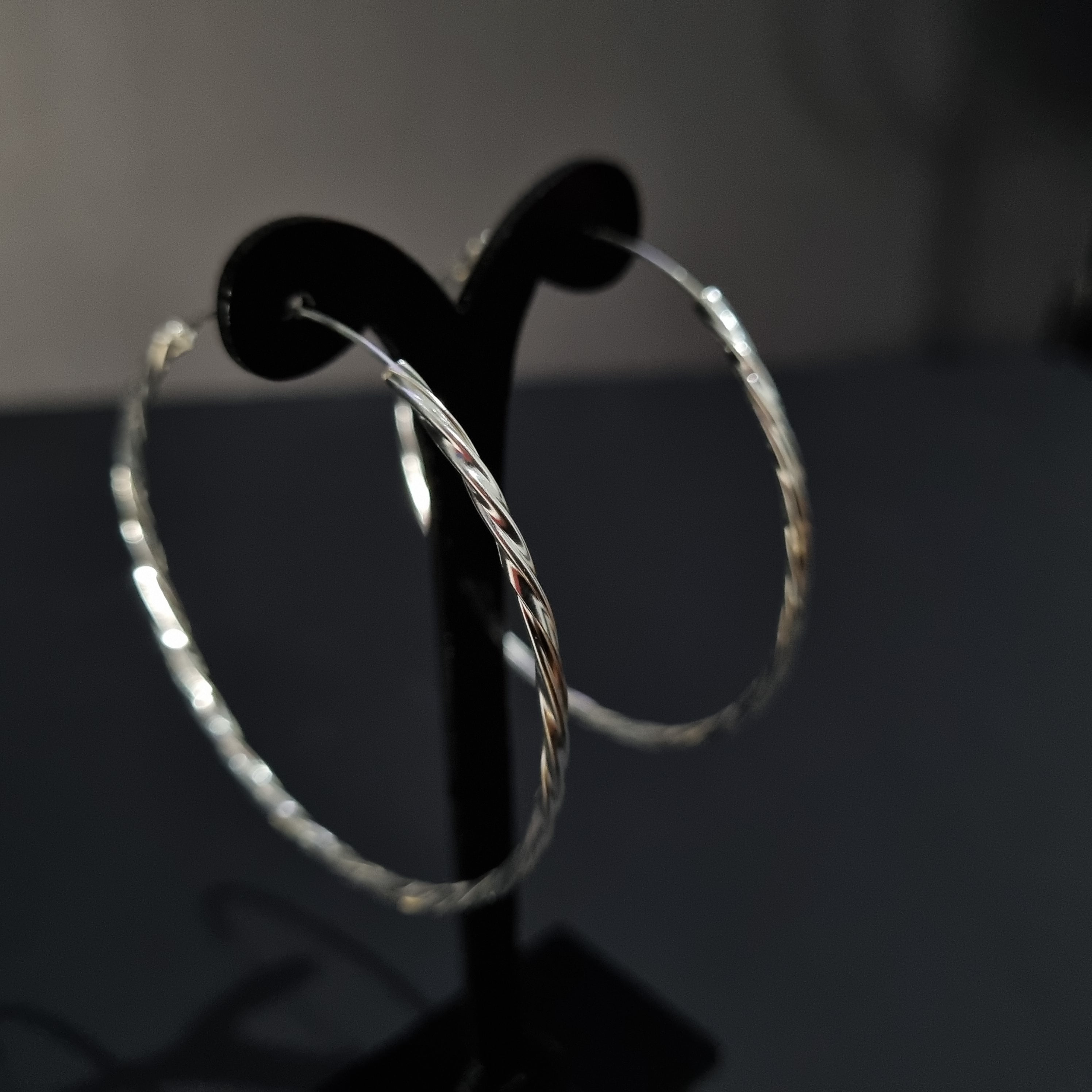 Aros Argolla Trenzada de Plata • 5,5 cm diametro • 2 mm ancho