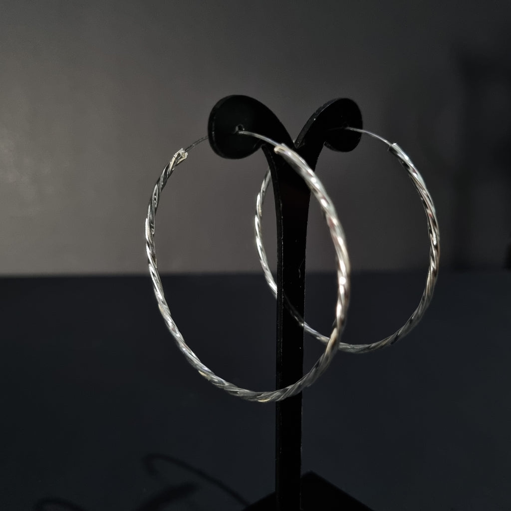 Aros Argolla Trenzada de Plata • 5,5 cm diametro • 2 mm ancho